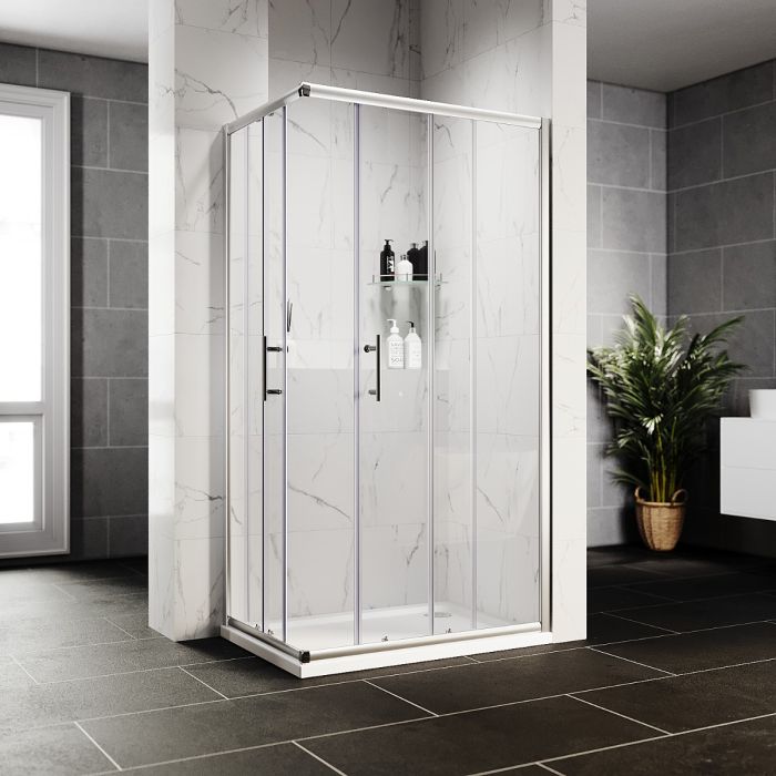 NILE 900x700mm Reversible Framed Sliding Corner Entry Shower Cubicle