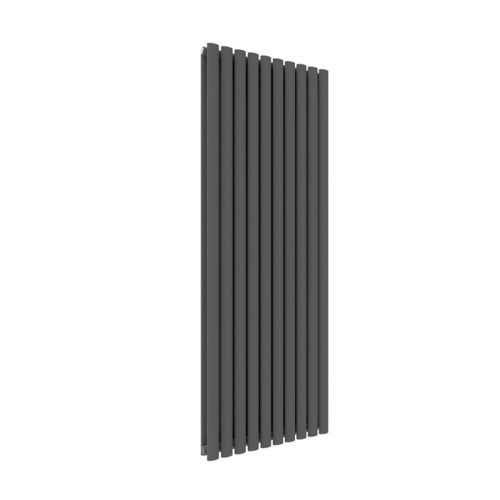 NILE 1600x590mm Anthracite Oval Double Panel Slim Designer Grey Radiator Vertical Radiator