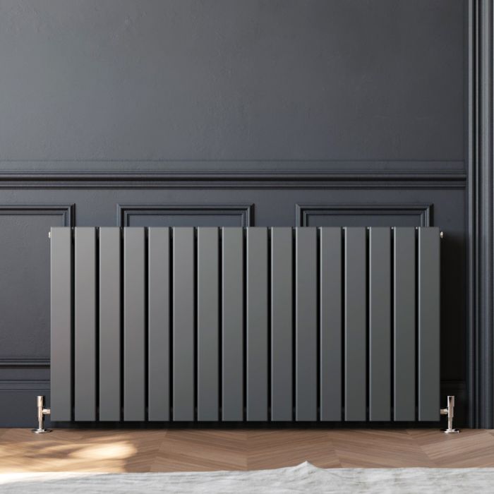 NILE 600x1216mm Anthracite Double Flat Panel Horizontal Designer Grey Column Radiators