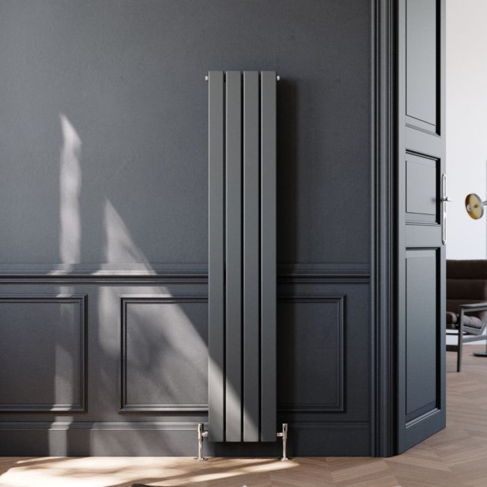 NILE 1600 x300mm Vertical Designer Double Anthracite Flat Panel Grey Column Radiator