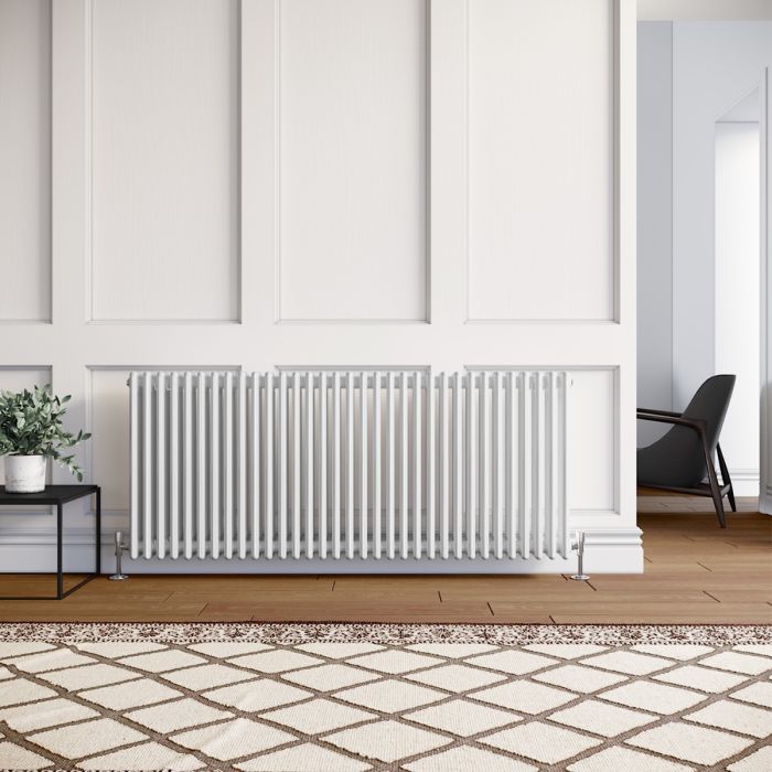 NILE 600 x 1484 mm Traditional Radiator Cast Iron Style 3 Column White Horizontal Radiator