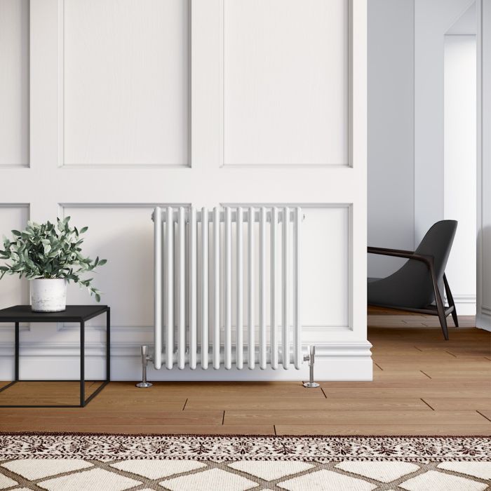 NILE  600x599mm Traditional Radiator Cast Iron Style 3 Column White Horizontal Radiator