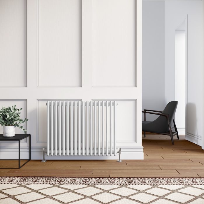 NILE 600x821mm Traditional Radiator Cast Iron Style White Horizontal Radiator 3 Columns