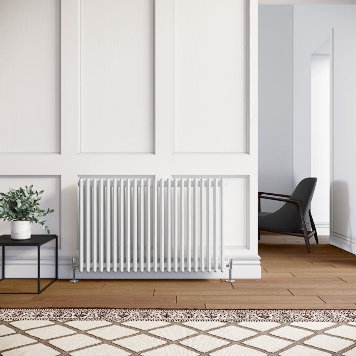NILE Traditional Radiator Cast Iron Style 3 Column White Horizontal Radiator 600x999mm