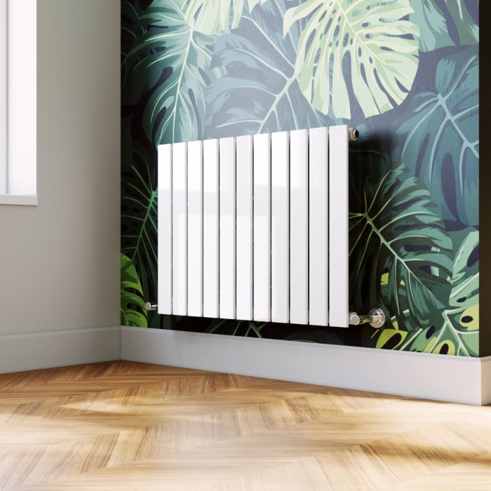 NILE 600X836mm White Horizontal Designer Single Column Flat Panel Radiator