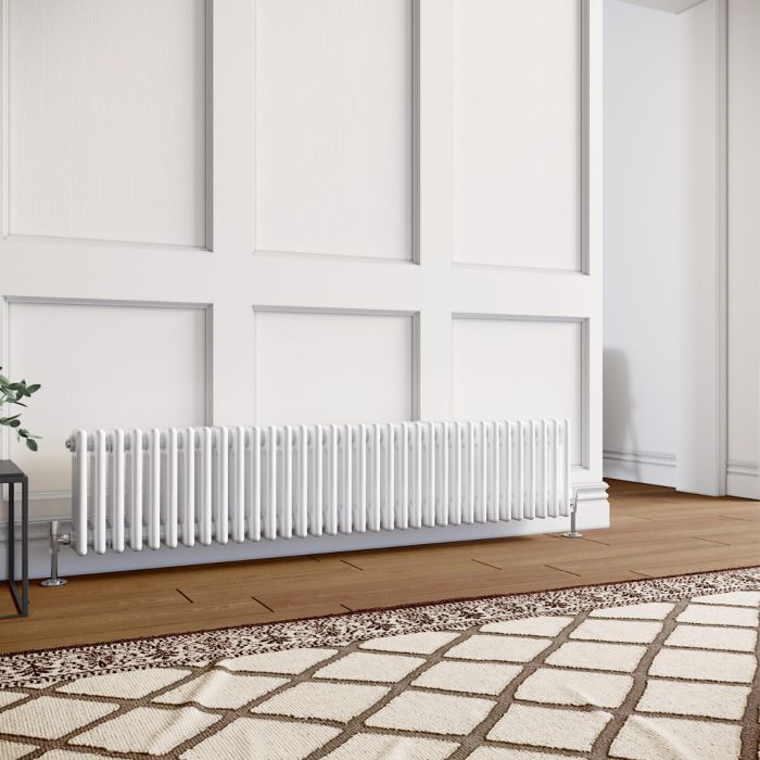 NILE 300x1484mm Traditional Radiator Cast Iron Style White Horizontal Radiator 3 Columns