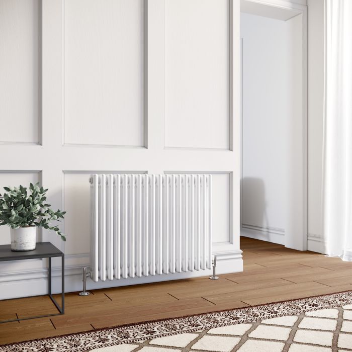 NILE 600x821mm Traditional Radiator Cast Iron Style White Horizontal Radiator 3 Columns