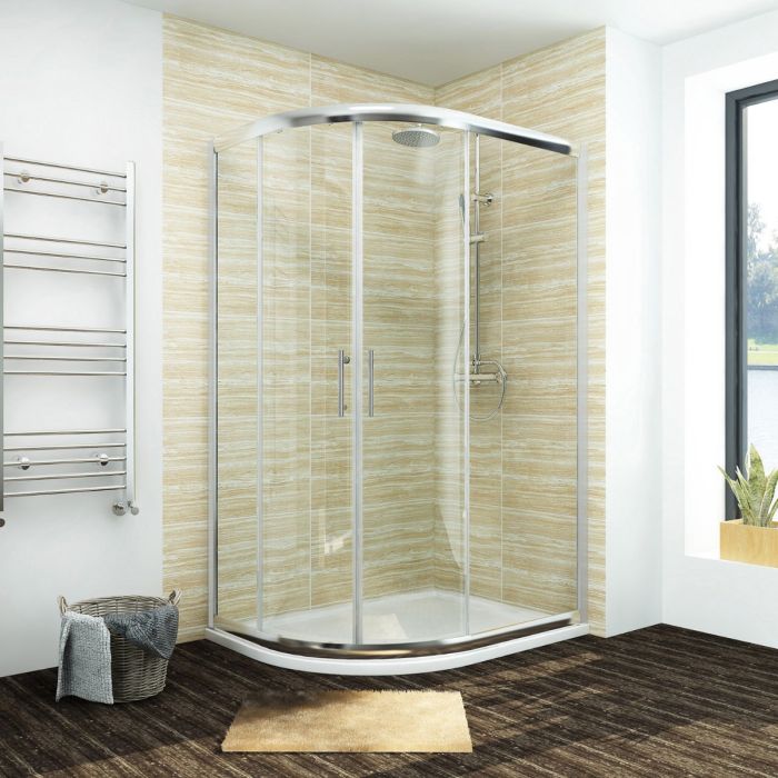 NILE 1000X800mm Offset Shower Enclosure 5mm Tempered Glass - Reversible Left/Right