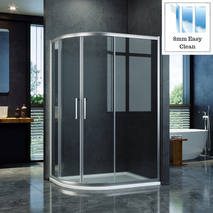 NILE 1200X800mm Reversible Offset Shower Enclosure 8mm Easy Clean Nano Glass Shower Cubicle