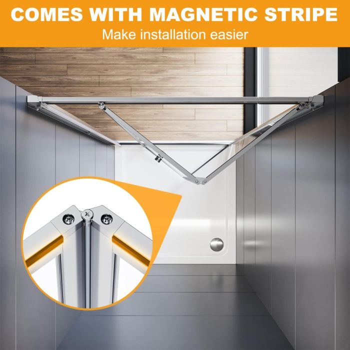 NILE 900mm New Bifold Shower Enclosure with Magnetic Reversible Folding Shower