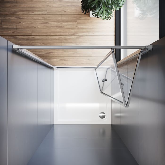 NILE 860mm New Bifold Shower Enclosure with Magnetic Reversible Folding Shower Cubicle Door