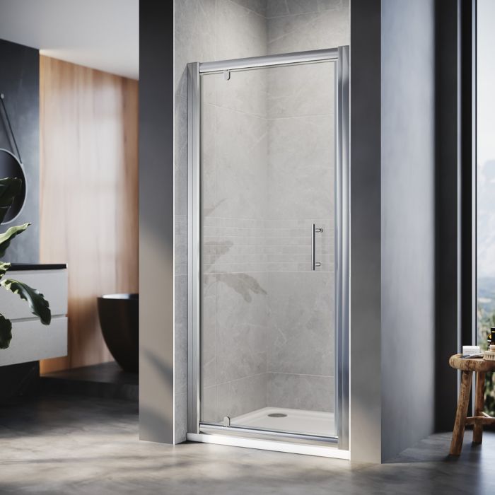 NILE 760mm Framed Pivot Hinged Shower Door 6mm Tempered Glass Swing Door