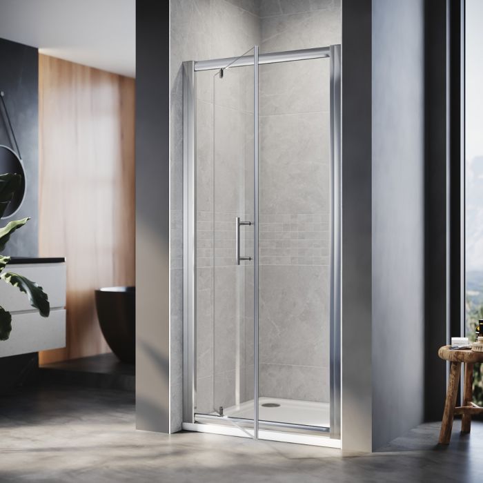 NILE 900 mm Framed Hinged Pivot Shower Door 6mm Tempered Glass Swing Door