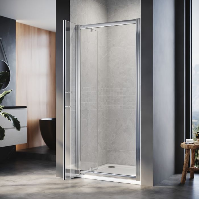 NILE 900 mm Framed Hinged Pivot Shower Door 6mm Tempered Glass Swing Door