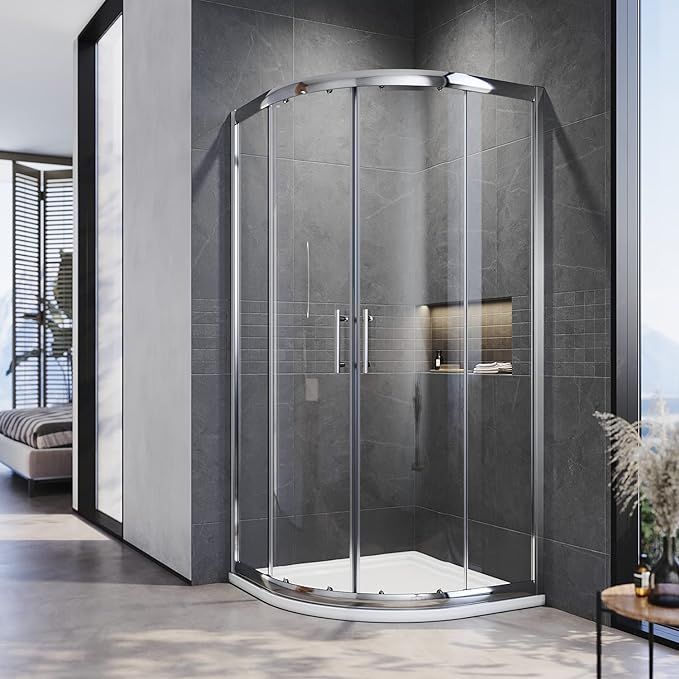 NILE 900x900mm Quadrant/Offset Shower Enclosure 6mm Tempered Glass Safety Sliding Door Shower Cubicle