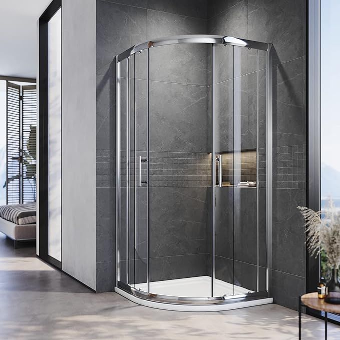 NILE 800x800mm Quadrant/Offset Shower Enclosure 6mm Tempered Glass Safety Sliding Door Shower Cubicle