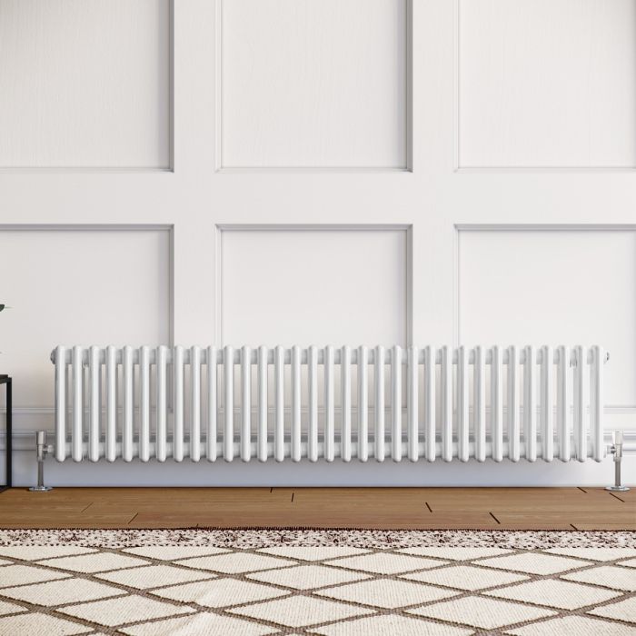 NILE 300x1484 Horizontal White Traditional Cast Iron Style 2 Column Radiator