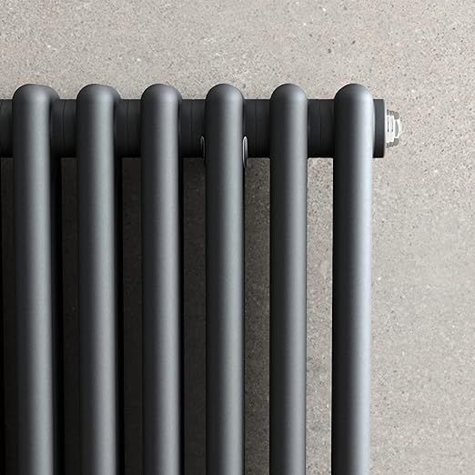 NILE 1800 x 554 mm 2 Column Traditional Radiator Anthracite Double Vertical Cast Iron Radiator Grey