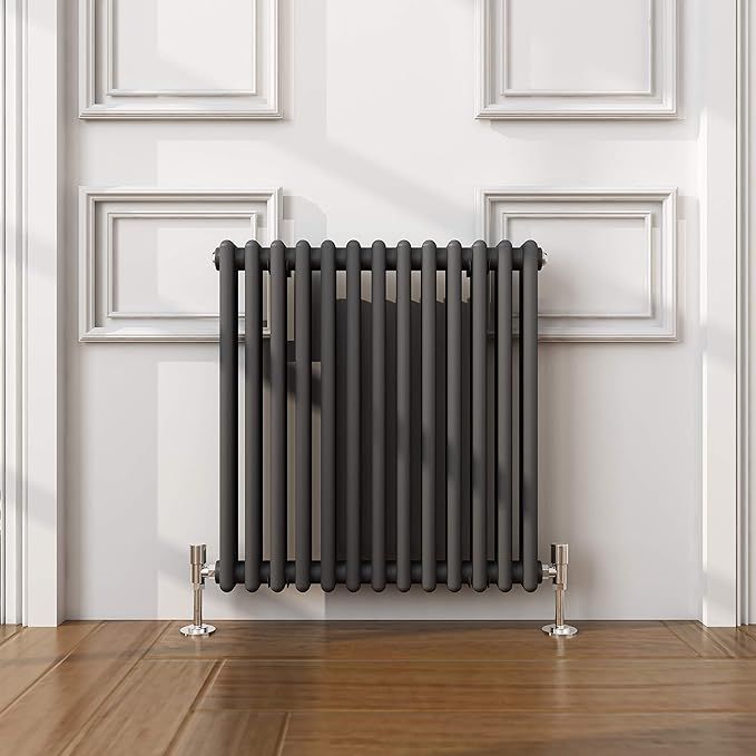 NILE Traditional 600x605 Anthracite Victorian Grey Horizontal Radiator Double Column Radiator