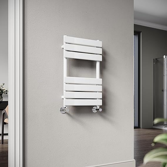 NILE 650 x 400 mm Central Heating Towel Radiator Flat Panel Heated Towel Rail White