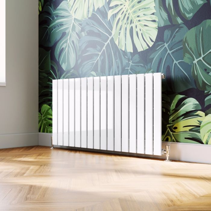 NILE 600 x 1216mm White Single Flat Panel Horizontal Designer Column Radiators