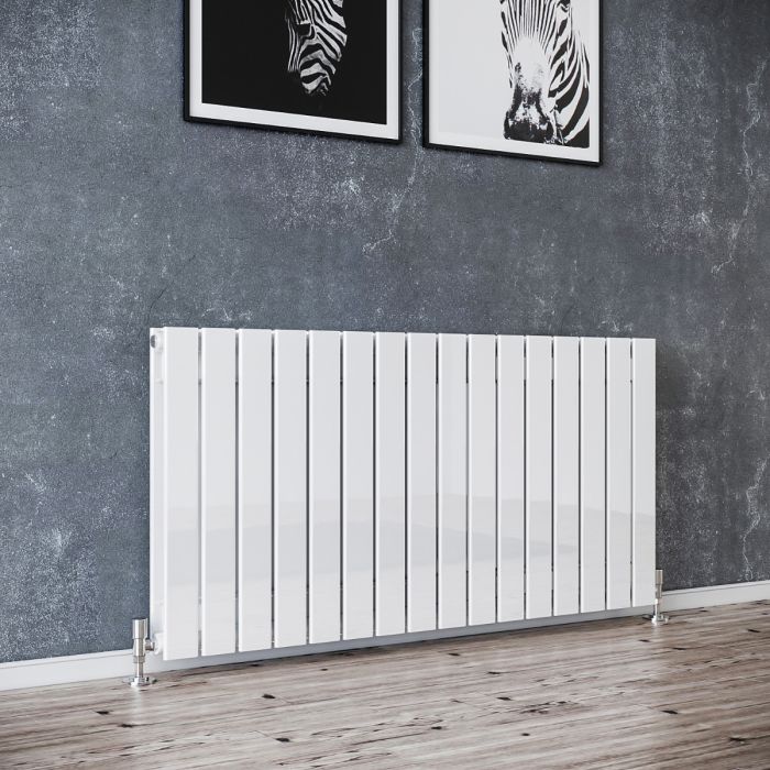 NILE 600x1216mm Double Designer White Horizontal Radiator Flat Panel