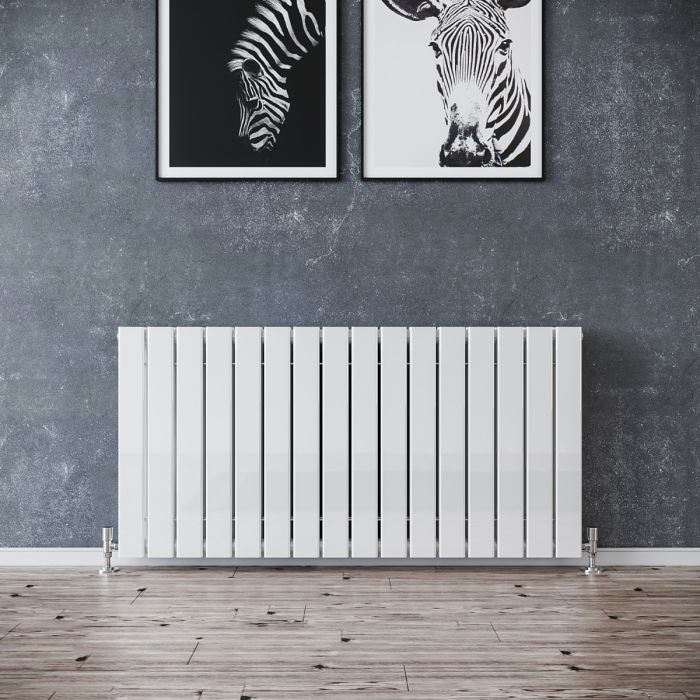 NILE 600x1216mm Double Designer White Horizontal Radiator Flat Panel