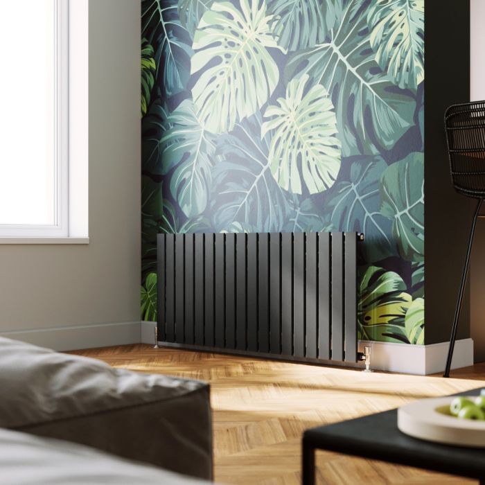 NILE 600 x 1360mm Anthracite Single Flat Panel Horizontal Designer Grey Column Radiators
