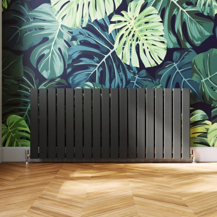 NILE 600 x 1360mm Anthracite Single Flat Panel Horizontal Designer Grey Column Radiators
