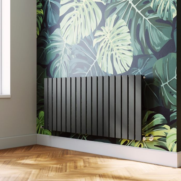 NILE 600 x 1360mm Anthracite Single Flat Panel Horizontal Designer Grey Column Radiators