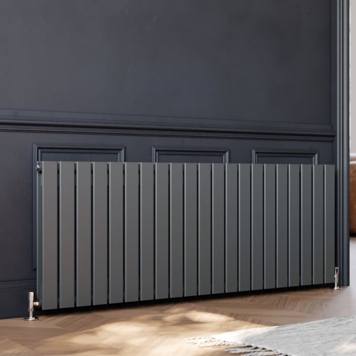 NILE 600 x 1596mm Anthracite Double Flat Panel Horizontal Designer Grey Column Radiators