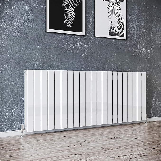 NILE 600 x 1596mm White Double Flat Panel Horizontal Designer Column Radiators