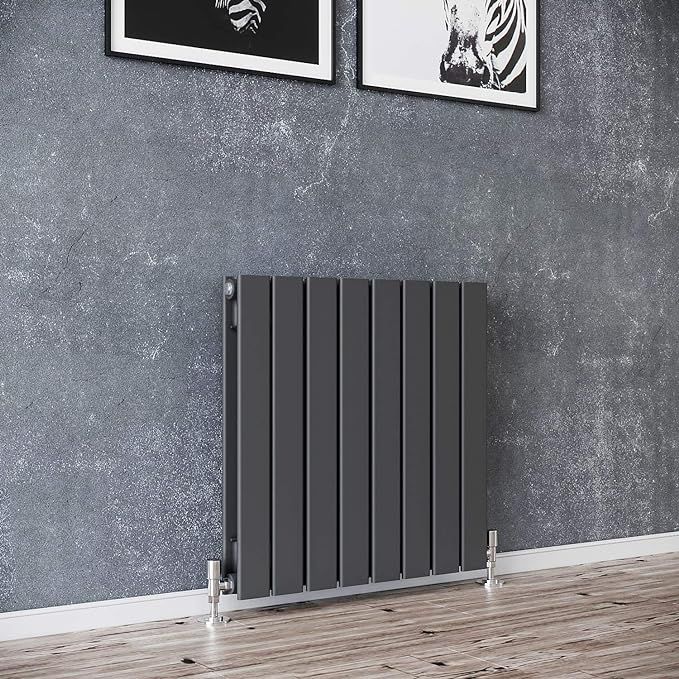 NILE 600 x 600mm Anthracite Double Flat Panel Horizontal Designer Grey Column Radiators