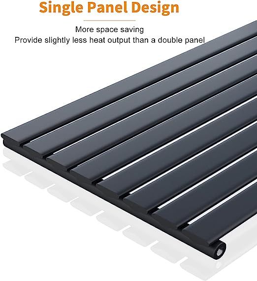 NILE 1600 x 408mm Black Vertical Radiator Tall Upright Single Flat Panel Radiator