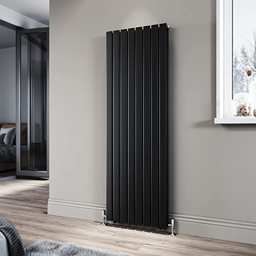 NILE 1600 x 544mm Black Vertical Radiator Tall Upright Double Flat Panel Radiator