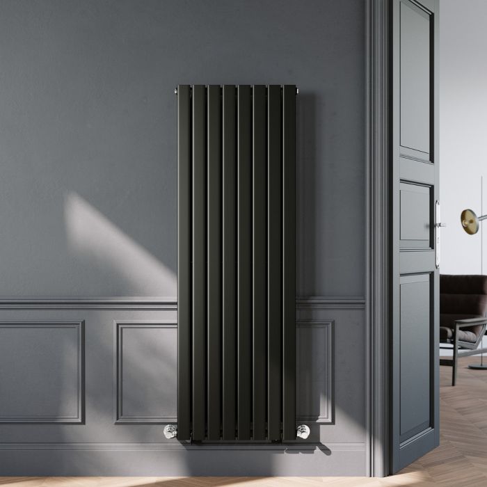 NILE 1600 x 544mm Black Vertical Radiator Tall Upright Single Flat Panel Radiator