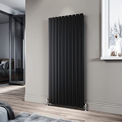 NILE 1600 x 680 mm Black Vertical Radiator Tall Upright Double Flat Panel Radiator