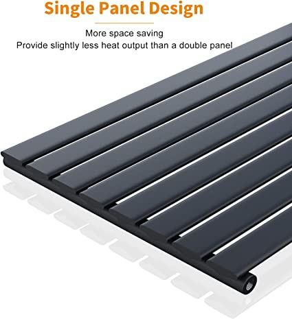 NILE Black Single Panel Radiator 1800 x 272 mm Modern Flat Panel Column Designer Radiator