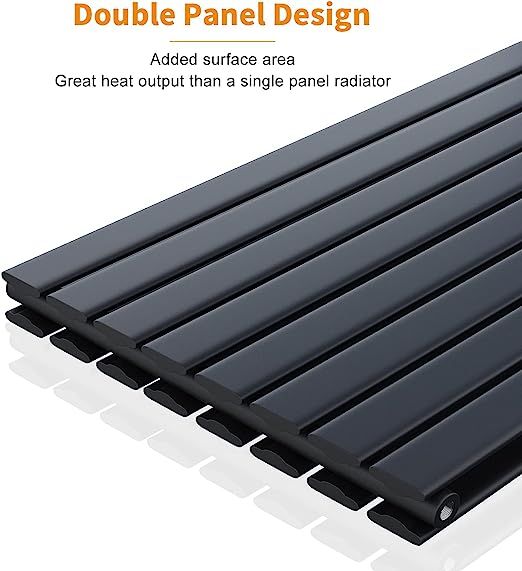 NILE Black Double Panel Radiator 1800 x 544mm Modern Flat Panel Column Designer Radiator
