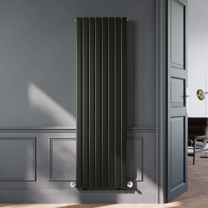 NILE Black Single Panel Radiator 1800 x 544mm Modern Flat Panel Column Designer Radiator