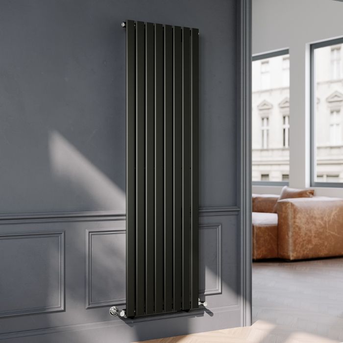 NILE Black Single Panel Radiator 1800 x 544mm Modern Flat Panel Column Designer Radiator