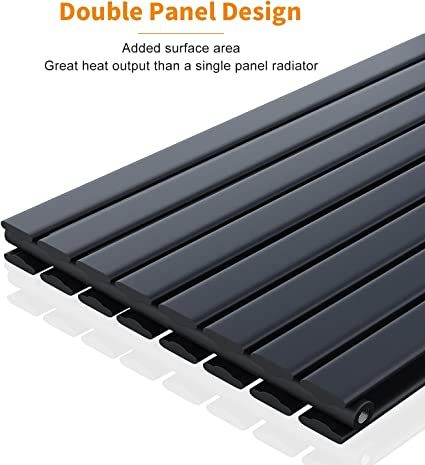 NILE 1600 x 544mm Black Vertical Radiator Tall Upright Double Flat Panel Radiator