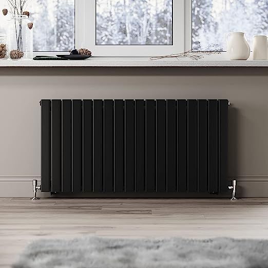 NILE Black Radiators Double Panel Radiator 600 x 1224mm Modern Flat Panel Central Heating Radiators