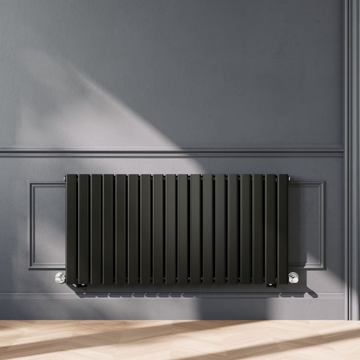 NILE Black Radiators Double Panel Radiator 600 x 1224mm Modern Flat Panel Central Heating Radiators