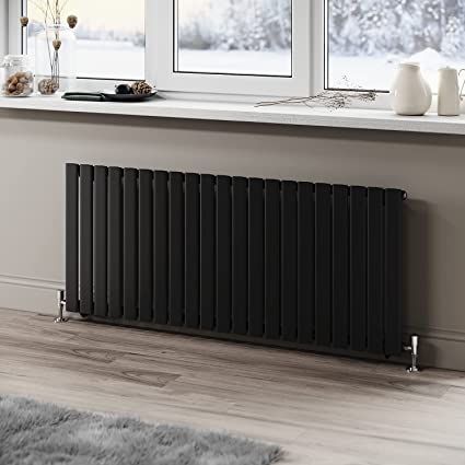 NILE Black Single Panel 600 x 1428mm Modern Flat Panel Central Heating Radiators