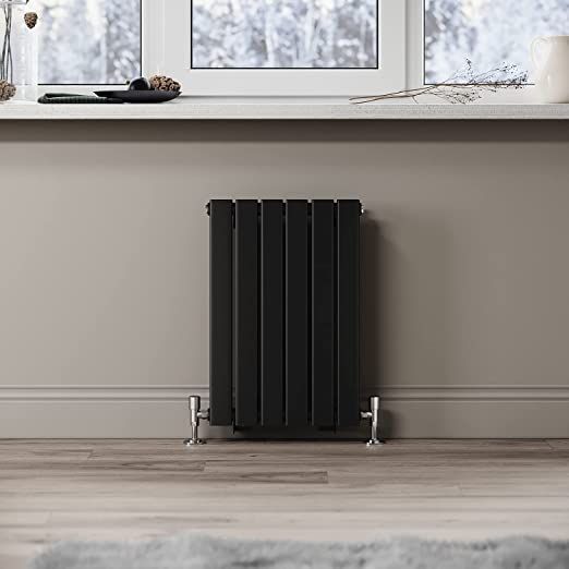 NILE 600 x 408mm Black Horizontal Radiator Double Flat Panel Radiator