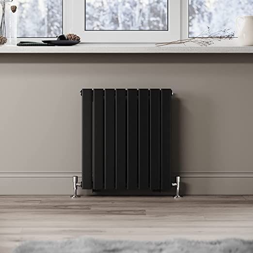 NILE 600 x 544 mm Black Horizontal Radiator Double Flat Panel Radiator