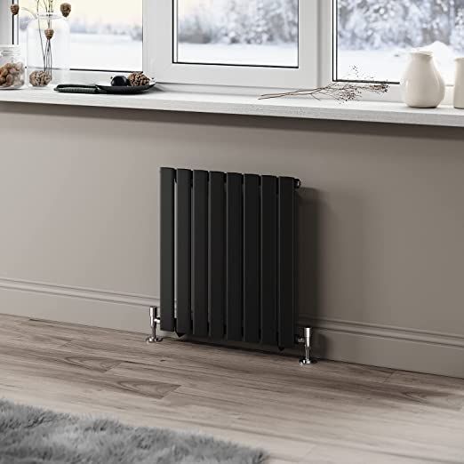 NILE 600 x 544 mm Black Horizontal Radiator Single Flat Panel Radiator