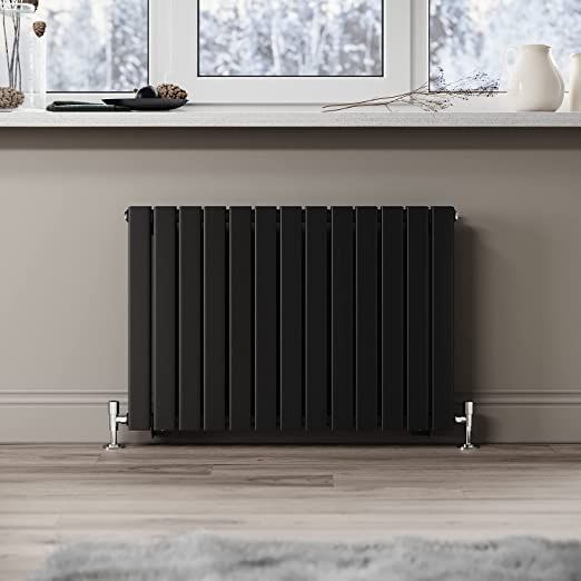 NILE 600 x 884 mm Black Horizontal Radiator Double Flat Panel Radiator