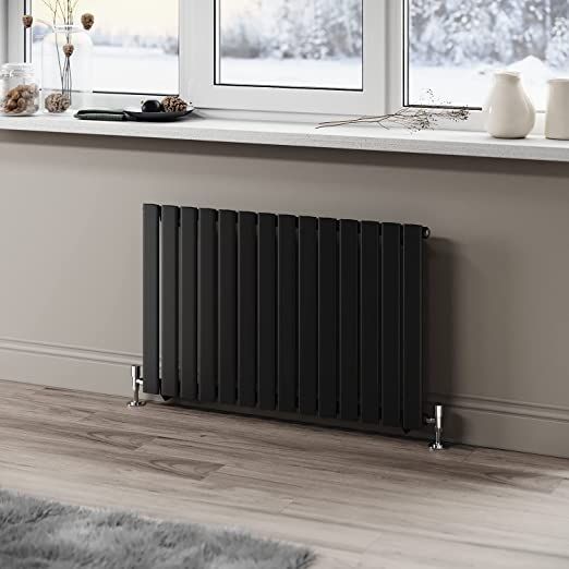 NILE 600 x 952mm Black Horizontal Radiator Single Flat Panel Radiator